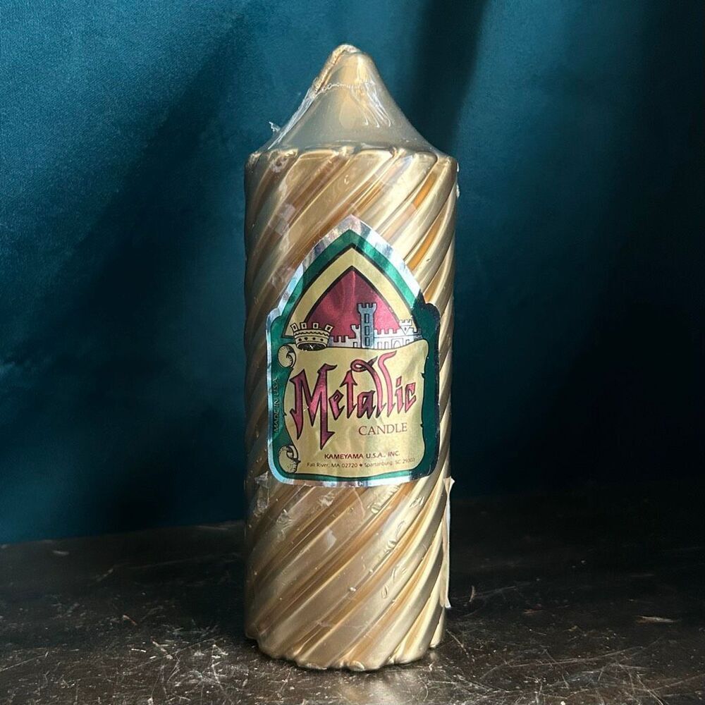 70’s Kameyama USA Metallic Gold Swirl Pillar Candle